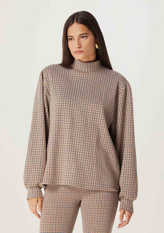 Checkered women's sweater - Brown