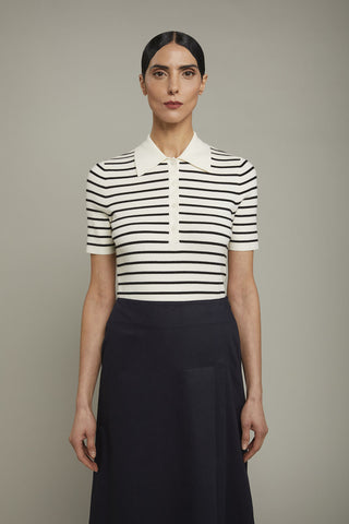 Women's striped polo shirt