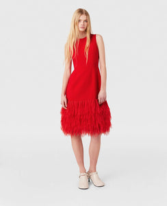 Sleeveless Feather Midi Dress