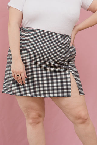 Vichy Slit Chess Miniskirt