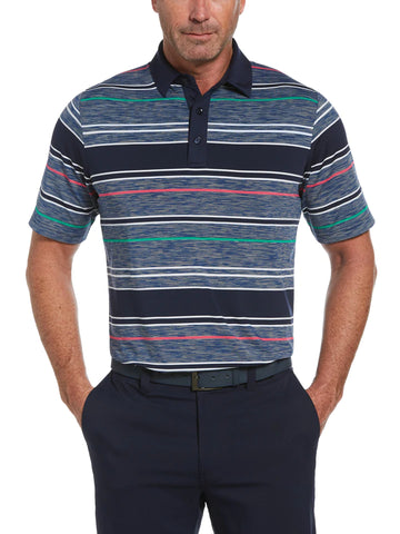 Mens Swing Tech Marled Texture Stripe Polo